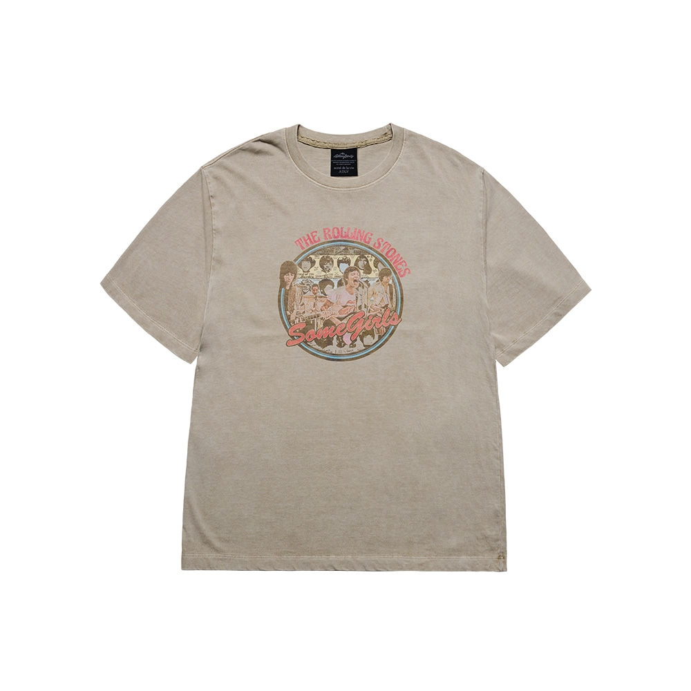 아크메드라비 (ACME DE LA VIE) ROLLING STONES BAND ARCHIVE PIGMENT SHORT SLEEVE T-SHIRT BEIGE