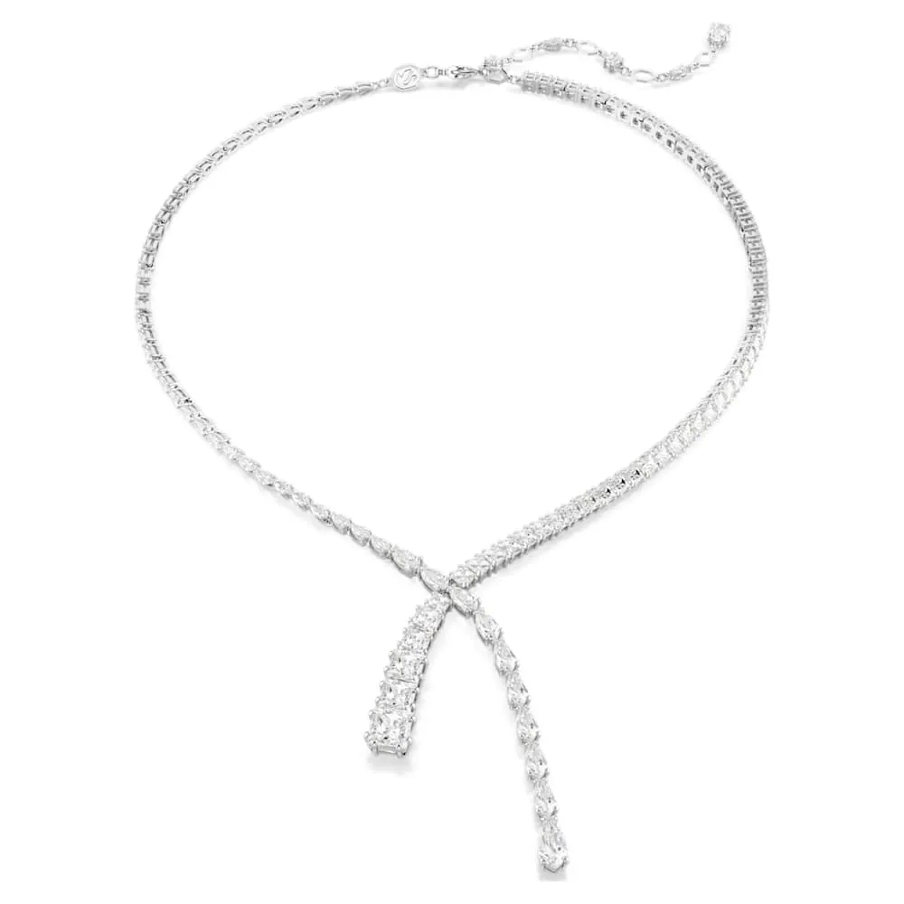 스와로브스키 (Swarovski) Matrix Y 네크리스, 믹스 컷, 화이트, 로듐 플래팅 (5692533)