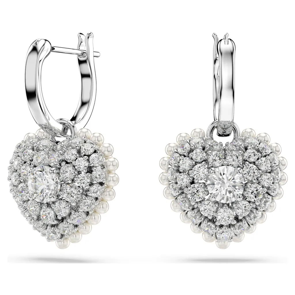 스와로브스키 (Swarovski) Hyperbola 하트 드롭 이어링 화이트 로듐 플레이팅 (5684384)
