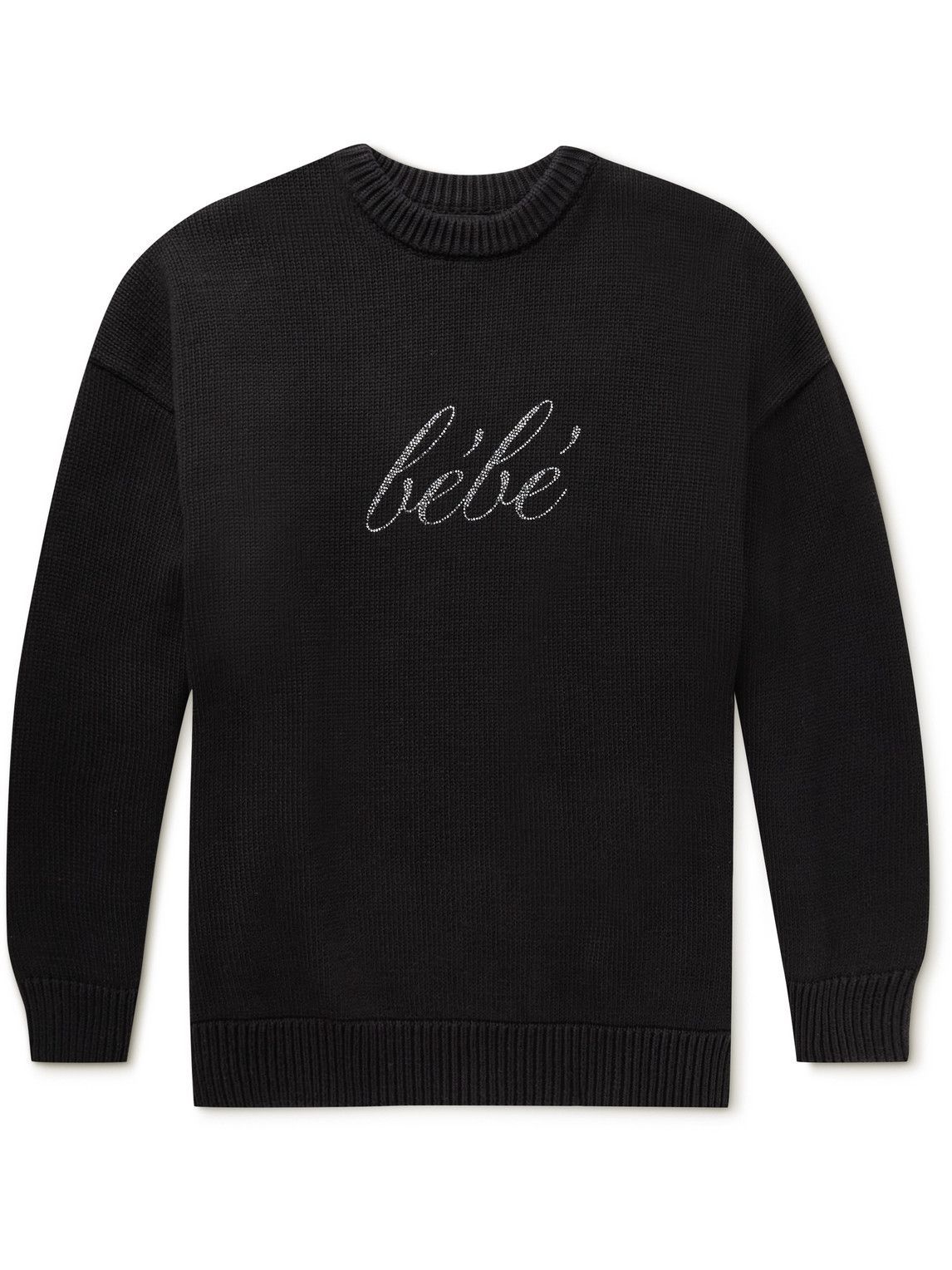 발렌시아가 (BALENCIAGA) Bébé Crystal-Embellished Cotton Sweater (Black)