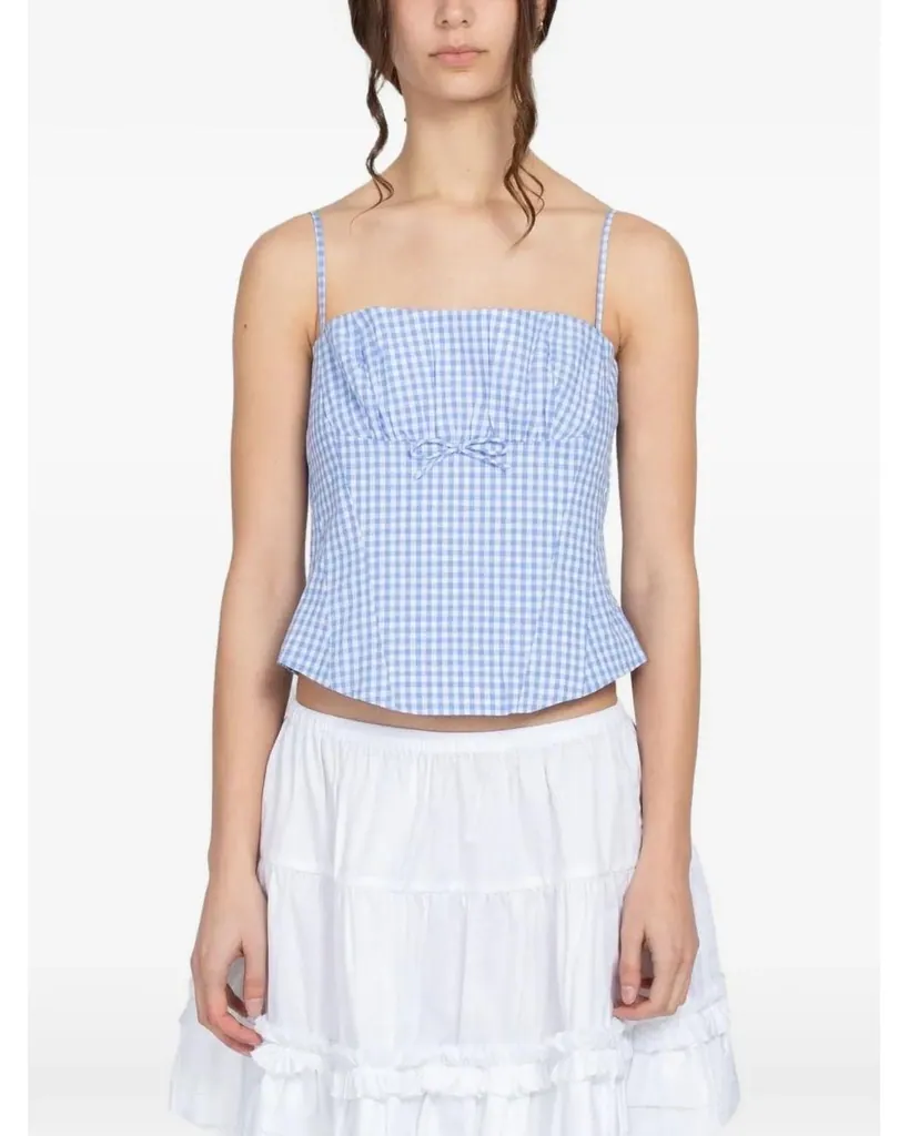 샌디리앙 (Sandy Liang) Hotaru Gingham-Check Top Blue Multi