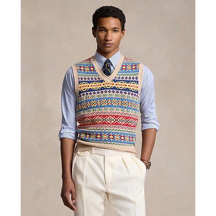 폴로 랄프 로렌 (Polo Ralph Lauren) 페어 아일 코튼 캐시미어 스웨터 베스트