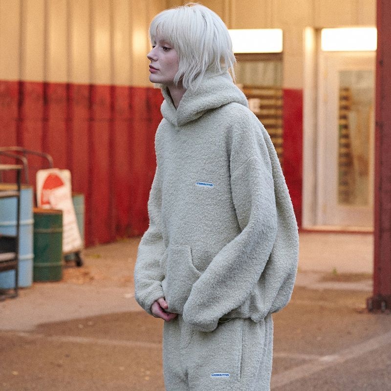 그린버터 (GREEN BUTTER) Teddy Wool Hoodie (Sand Beige)