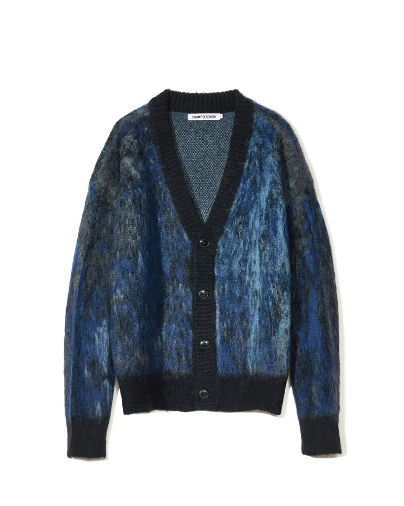 선데이세레머니 (SUNDAY CEREMONY) GRADIENT JACQUARD CARDIGAN - NAVY