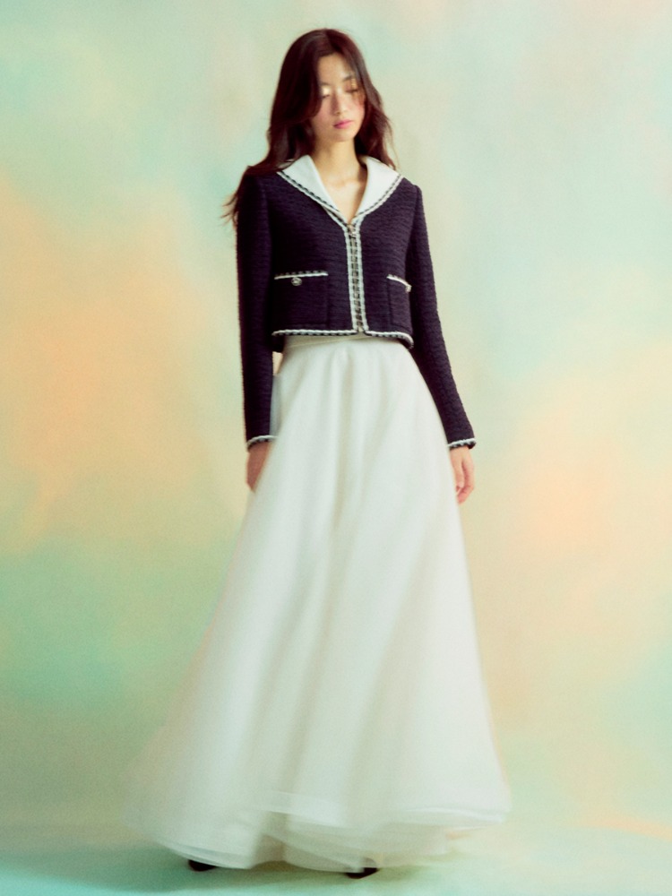 라 실루엣 드 유제니 Half Moon Skirt - White