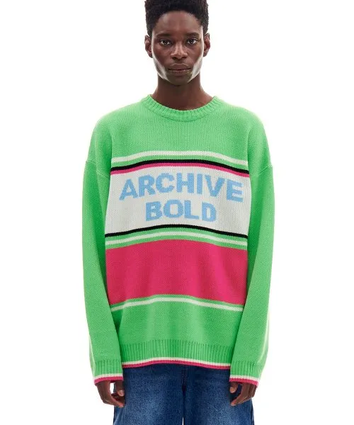 아카이브 볼드 (ARCHIVE BOLD) AB STRIPE PANEL KNIT GREEN