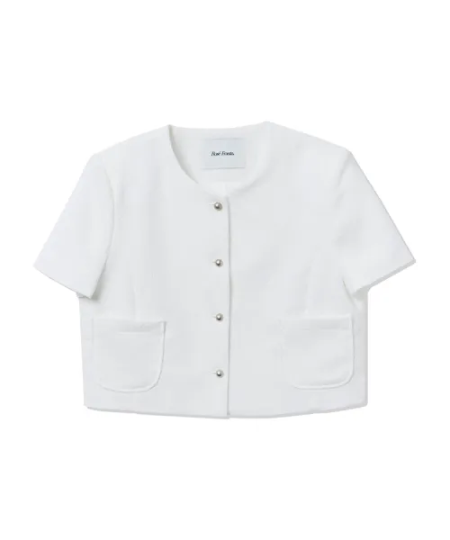 Half Sleeve Tweed Jacket [Ivory]