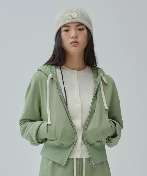 우먼 크롭 후디 집업 Sage Green