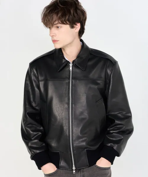 뉴지 램스킨 블루종 자켓 (블랙)