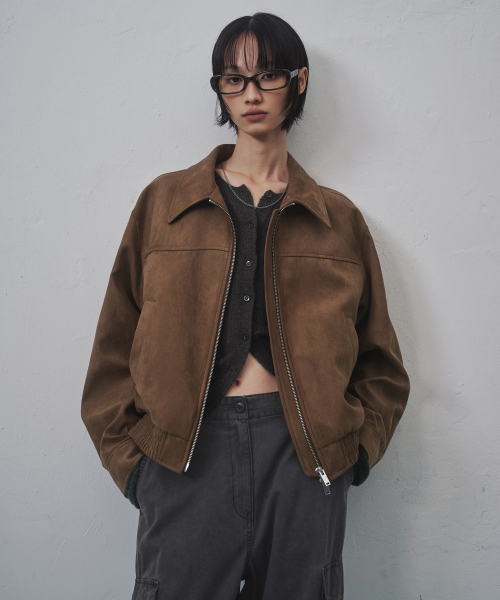 무신사 스탠다드 우먼 (musinsa standard woman) 우먼즈 신세틱 스웨이드 블루종 재킷 [브라운] (MWELJ2Z08-BR)