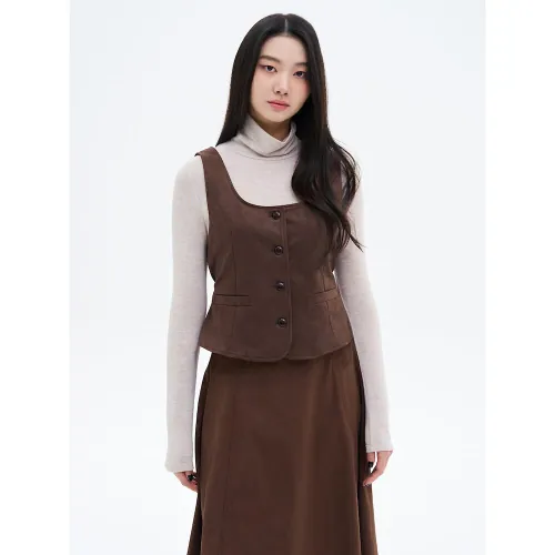 스웨이드 베스트 브라운