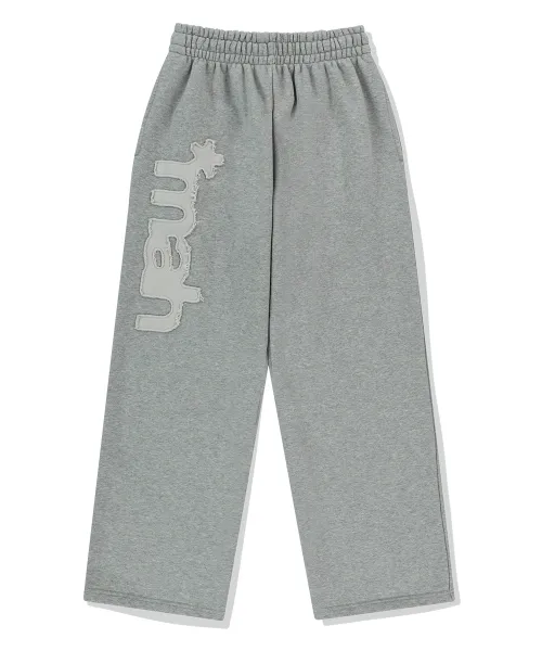 마하그리드 (MAHAGRID) mah CUT OFF APPLIQUE SWEATPANT[GREY]