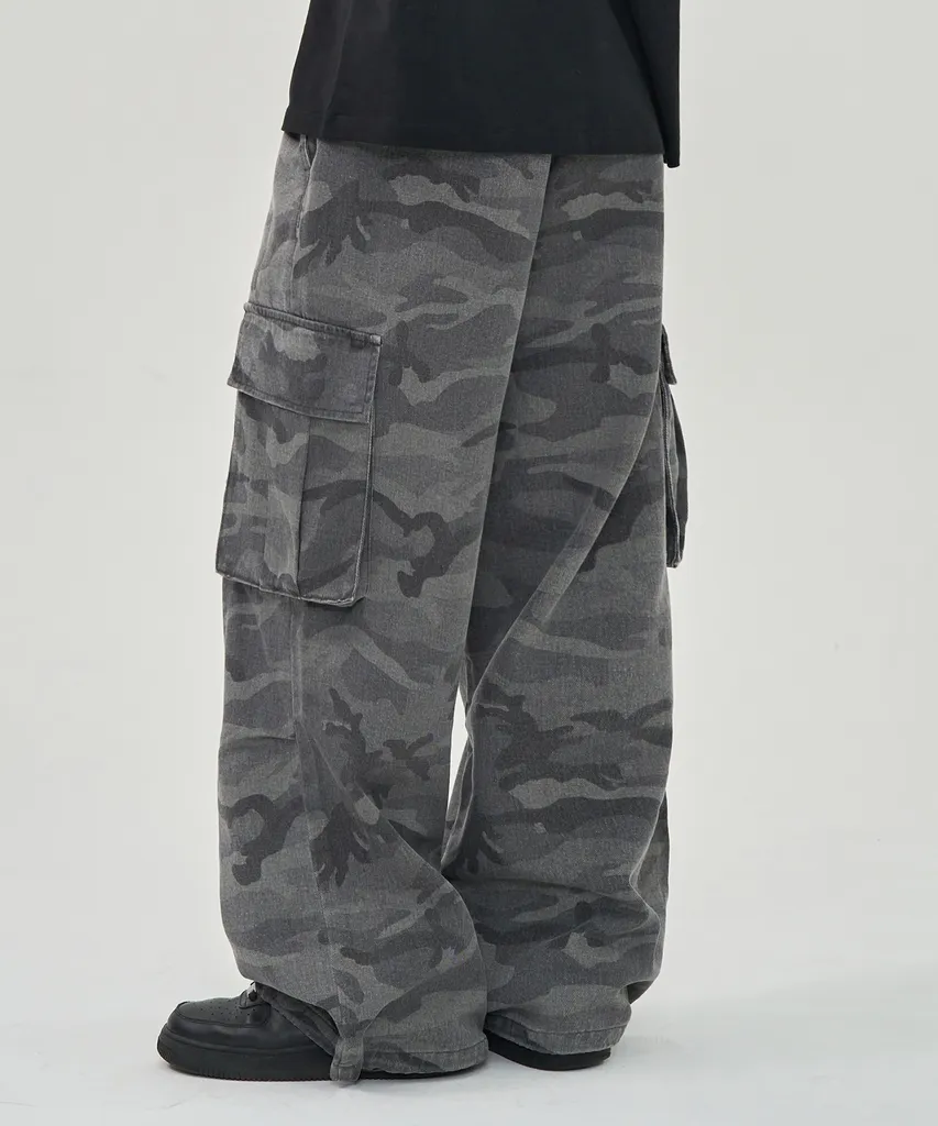 카모 와이드 코튼 팬츠 (GREY)