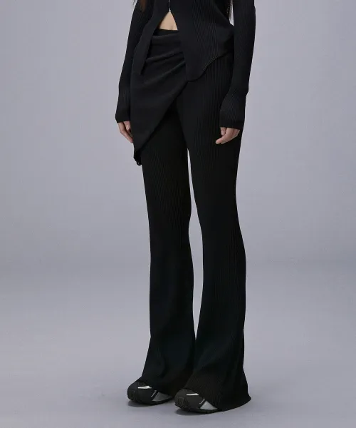 Knit Bootcut Skirt Pants (25SBT-PNTS04) BLACK