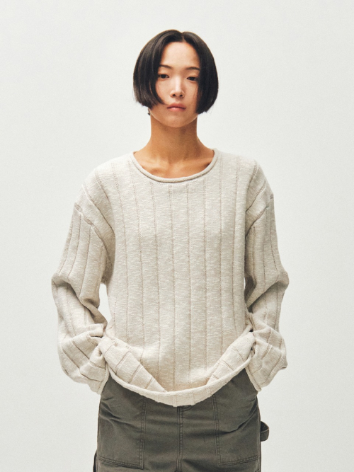 플리즈프로젝트 (PLZPROJECT) STRUCTURED RIBBED KNIT, MELANGE