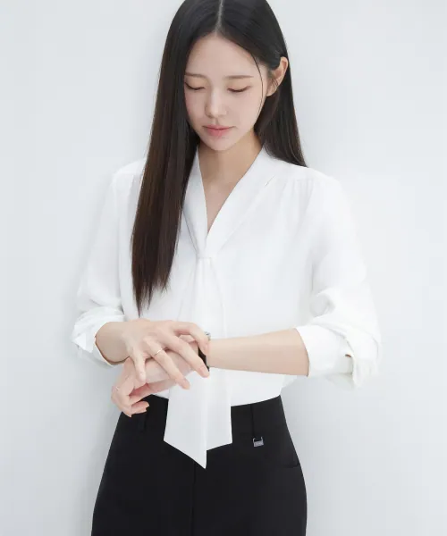 베이직 고정타이 블라우스 RMBLG49R03 (White)