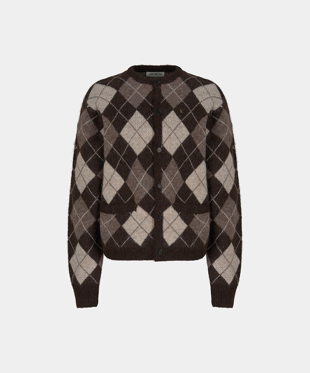 노이스 (NOICE) M ARGYLE MOHAIR KNIT CARDIGAN - BROWN