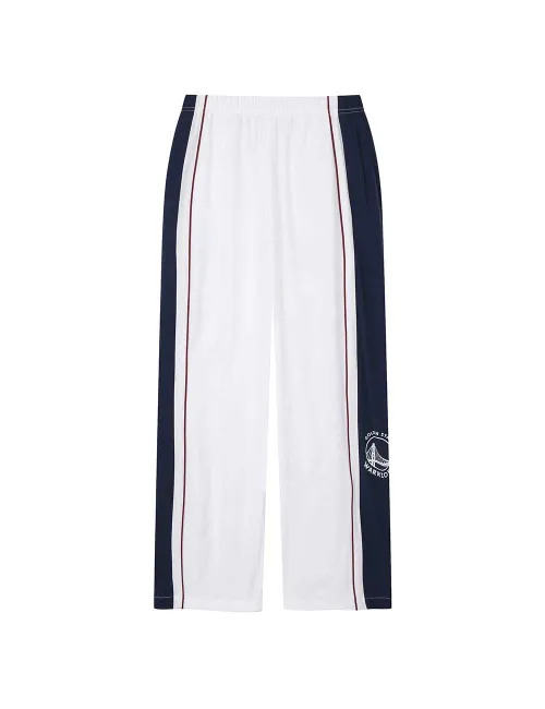 컬러블록 고신축 우븐 팬츠 화이트