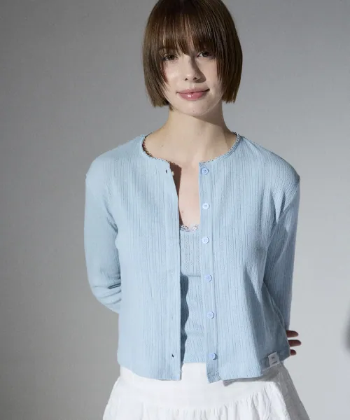 love lace color cardigan set (babyblue)