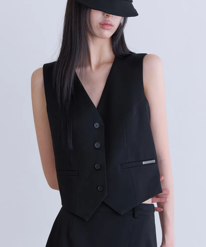 [SET-UP] Essential Tailored Vest, BLACK