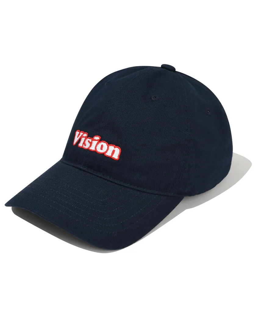 네이비 볼캡. 앞면 레드 Vision 레터링 로고