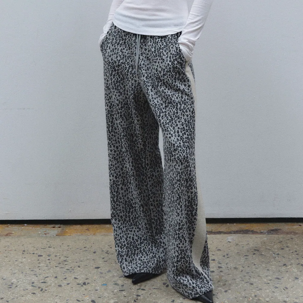 GINA LEOPARD SWEAT PANTS_GRAY