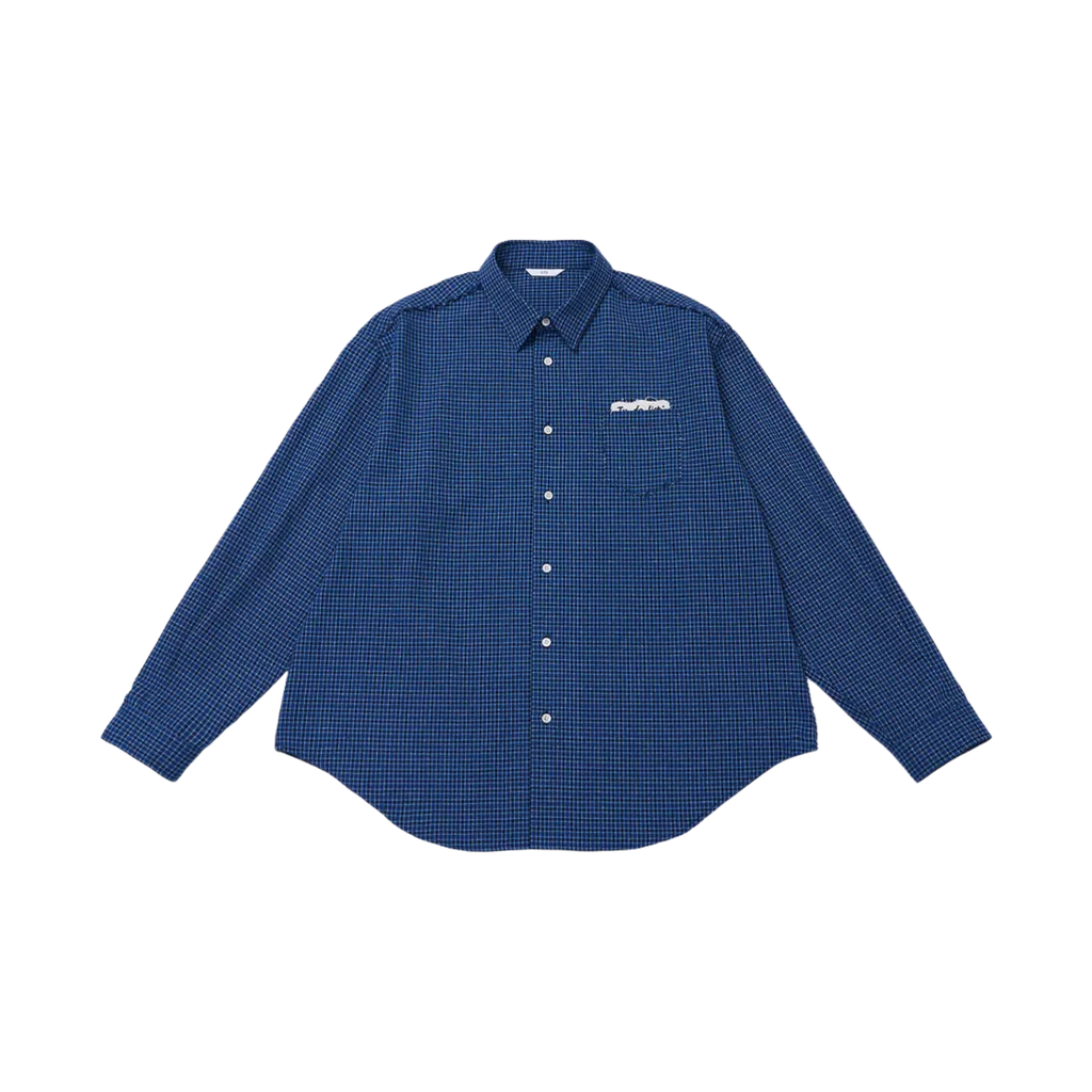 에스티유 (STU) 레터링 체크 셔츠 블루 (STU Lettering Check Shirts Blue)