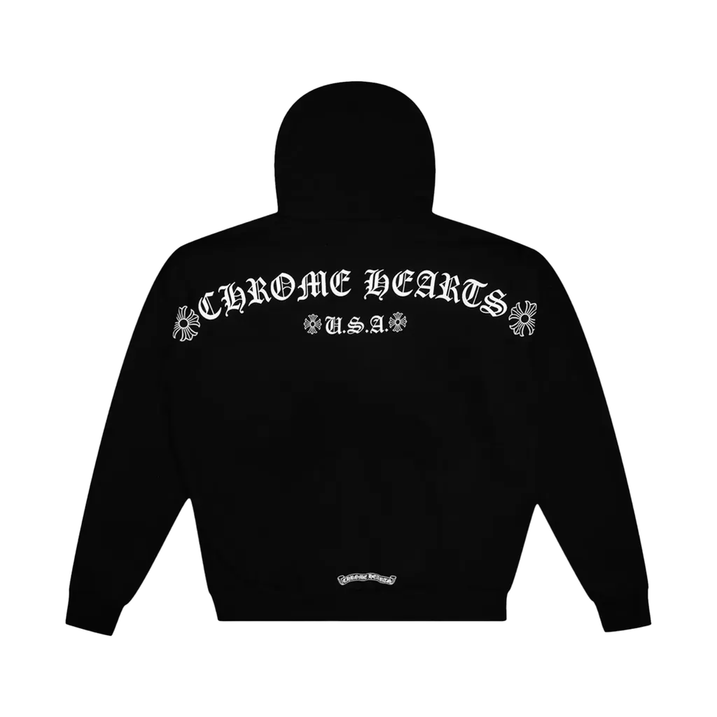 크롬하츠 (CHROME HEARTS) USA Script Logo Fleece Zip-Up Hoodie Black