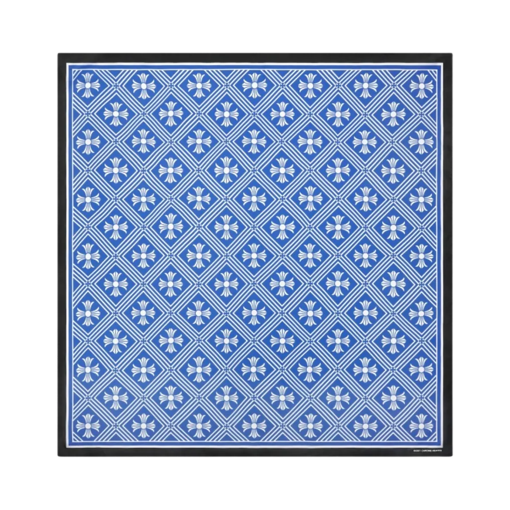 크롬하츠 (CHROME HEARTS) Silk Scarf Blue (다이아몬드 크로스 패턴)