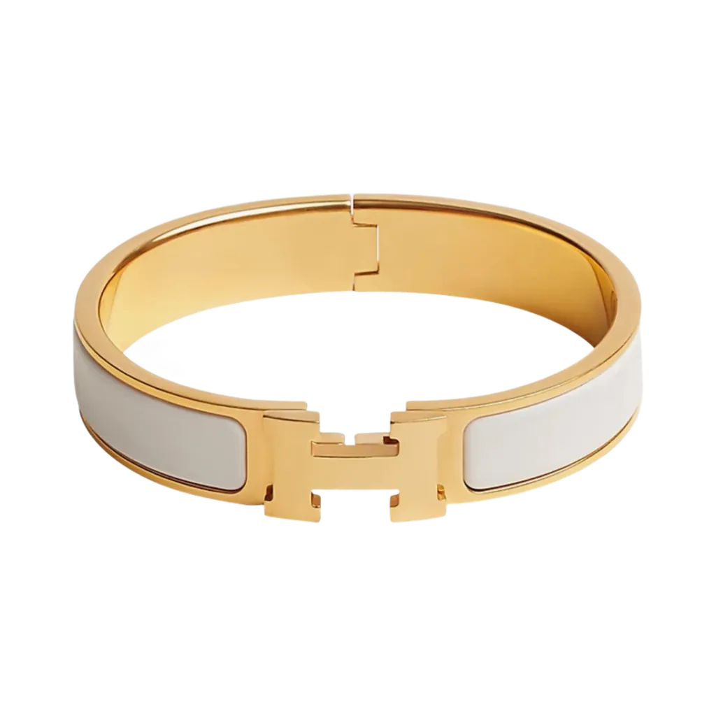 에르메스 (Hermès) Clic H Bracelet Gold & Blanc (H700001F31)
