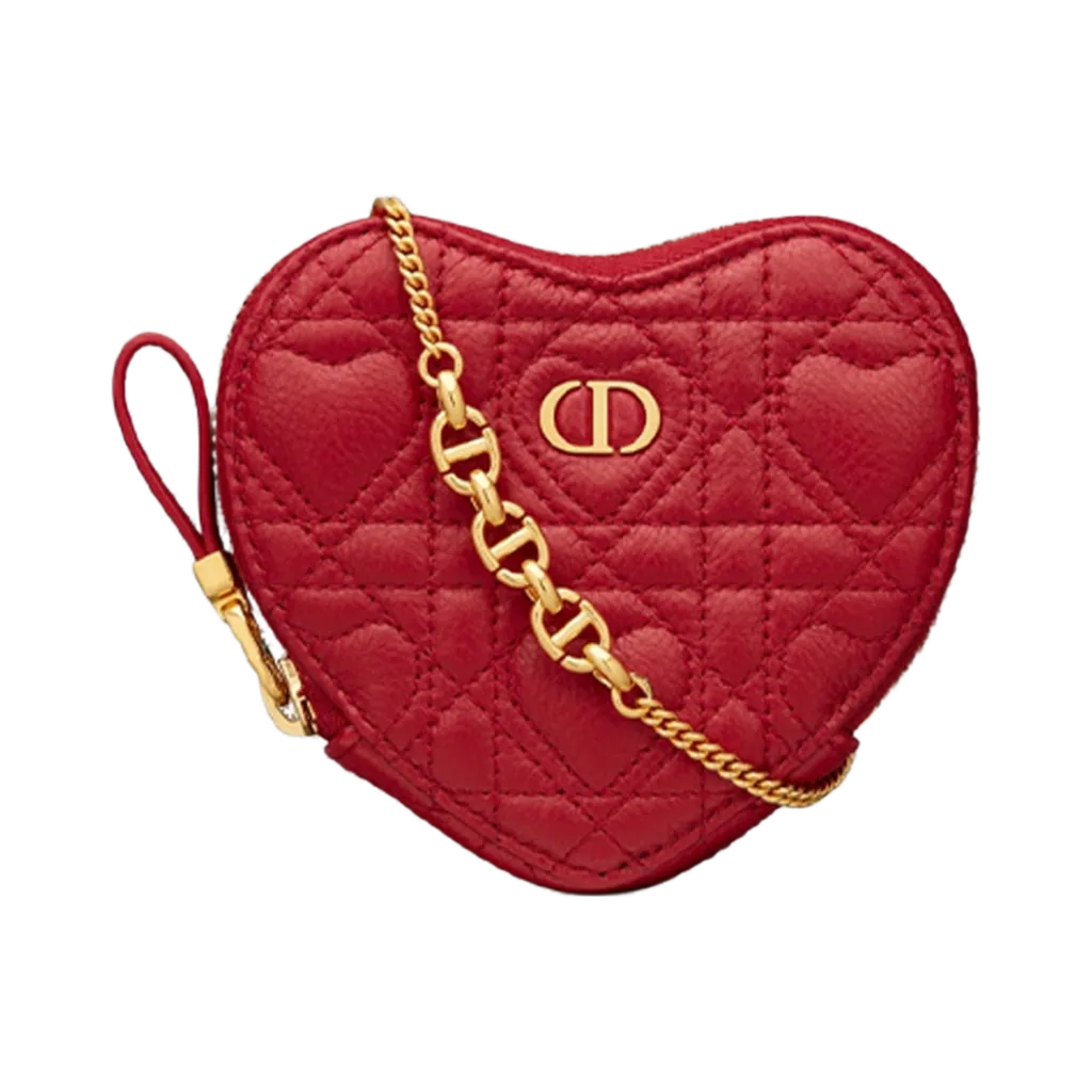 디올 (DIOR) Dior Caro Heart Pouch with Chain Amaryllis Red (S5097UNID-M61R)