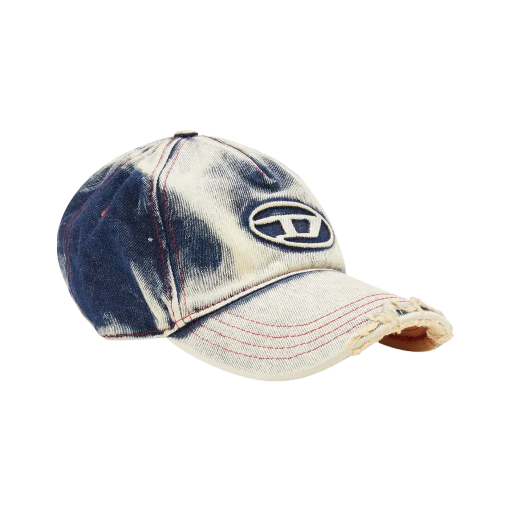 디젤 (DIESEL) C-Seymon Treated Denim Baseball Cap Blue/White (A064670DGAV)