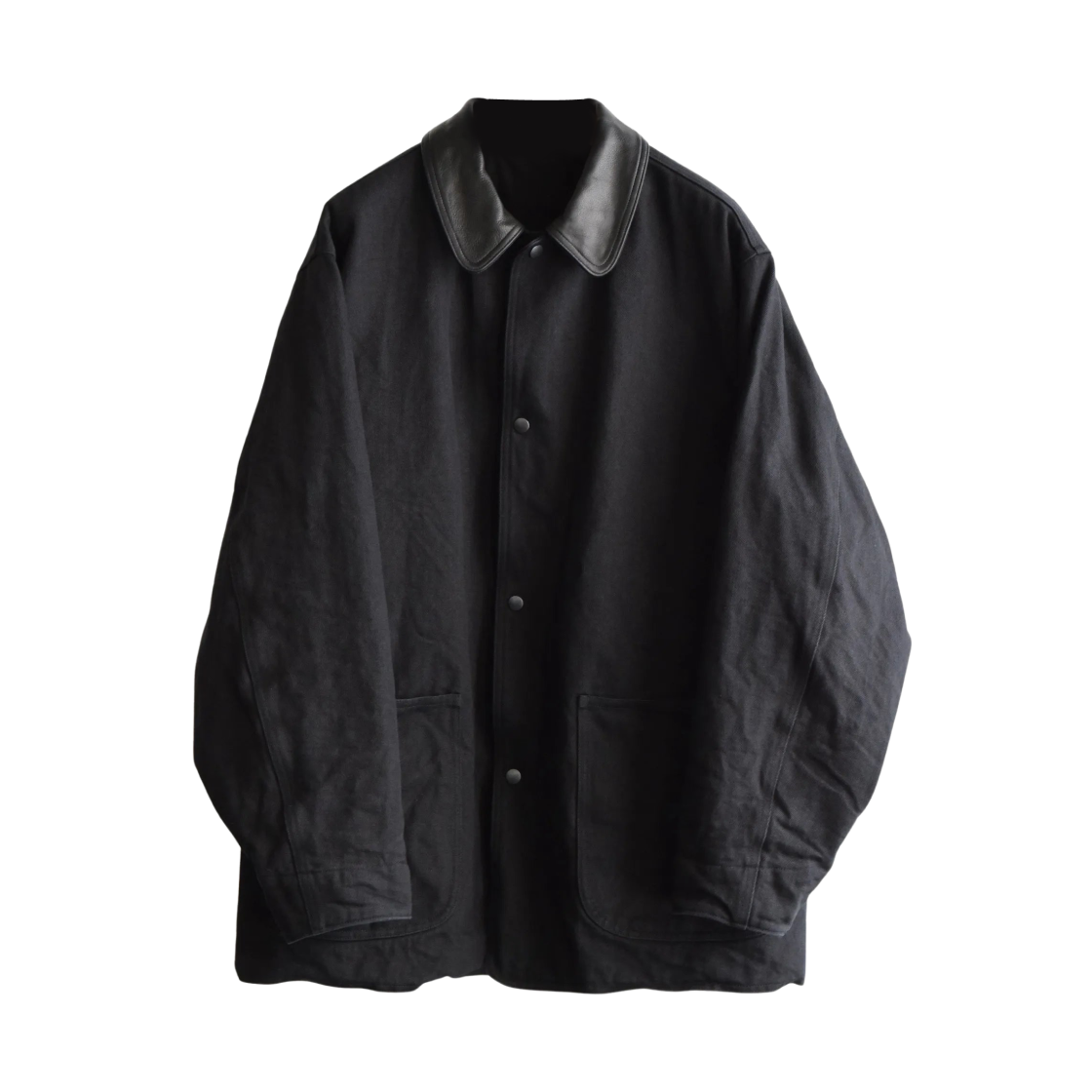 코모리 (COMOLI) 데님 레더 워크 자켓 블랙 (C03-01015, 25AW)