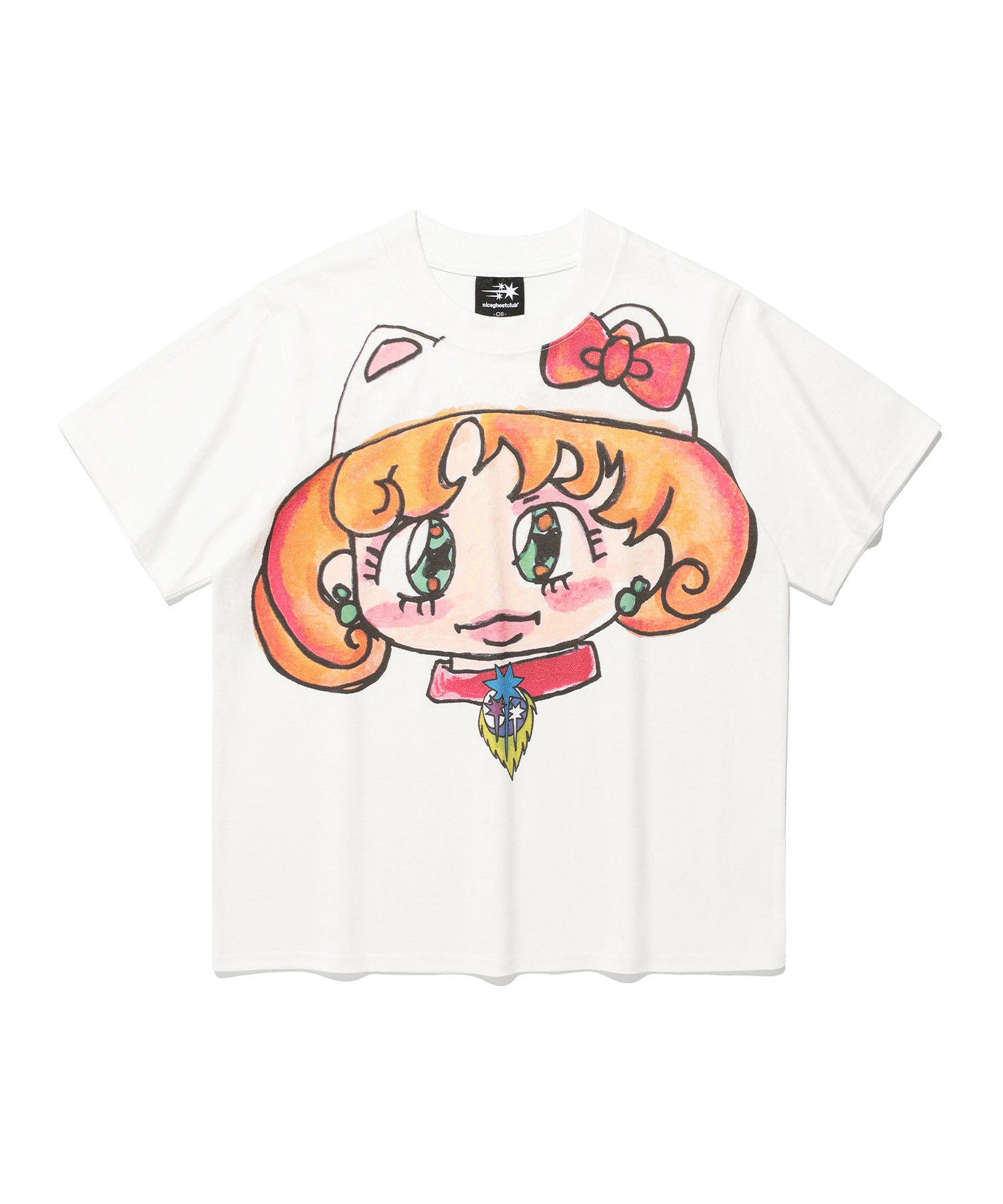 나이스고스트클럽 (NICE GHOST CLUB) [X SOULPUSSSY CAT] GHOSTSOULGIRL CAT TEE_WHITE (NG2FMFT513A)