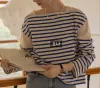 르니나 (LENINA) JOA splicing stripe T-shirt blue