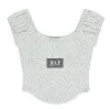 뚜오미오 (TUOMIO) FLOWER SHIRRED T-SHIRT WHITE
