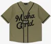 마하그리드 (MAHAGRID) SERIF LOGO BASEBALL SHIRT BEIGE (MG2FMMW346A)