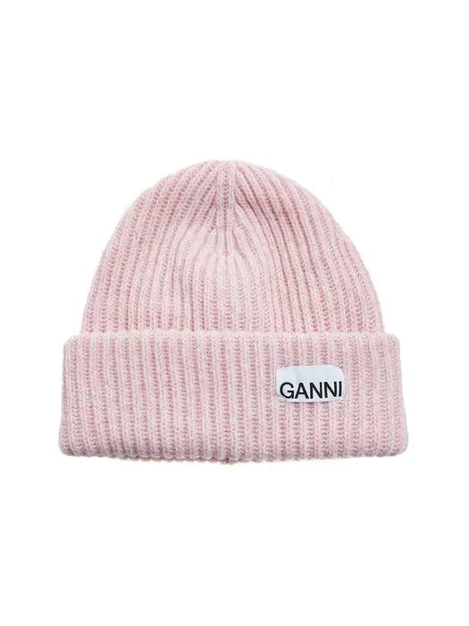 가니 (GANNI) FW25 공용 로고 라벨 울 비니 (A4429 395)