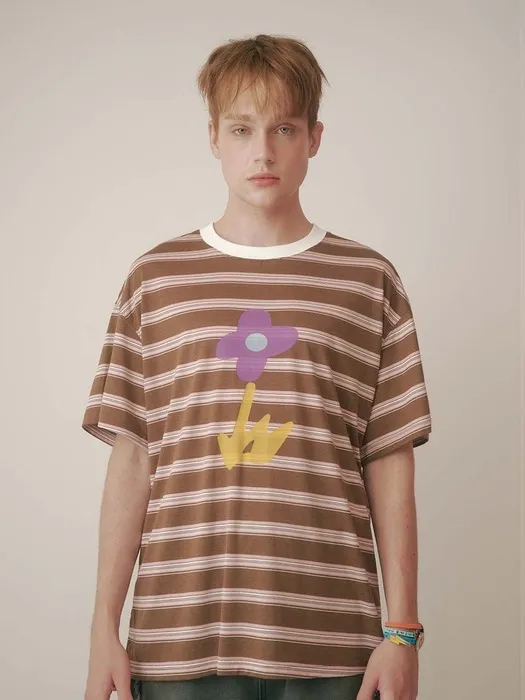미스터차일드 (MISTERCHILD) FLORAL T-SHIRTS BROWN