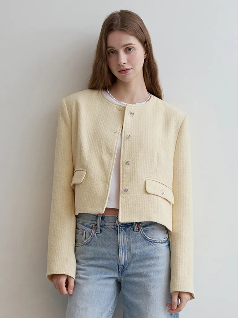clearbutton tweed jacket-butter