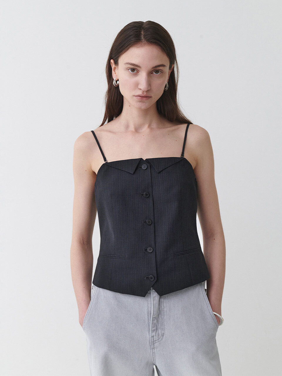 루에브르 (LOEUVRE) Tailored Bustier Vest SW5MV206-GW (GREY STRIPE)