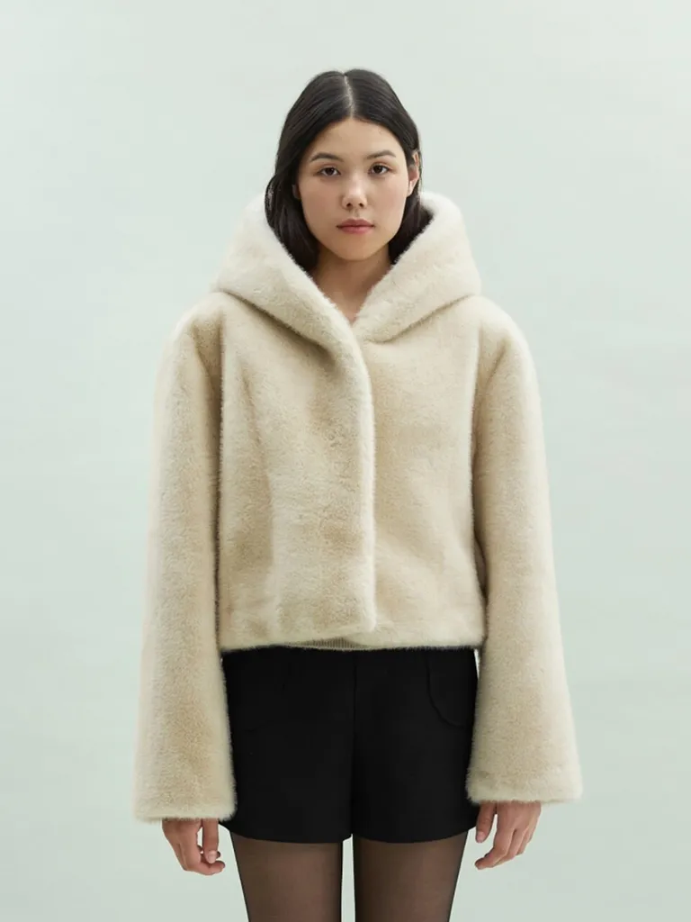 Faux Fur Hoodie Jacket [BEIGE]