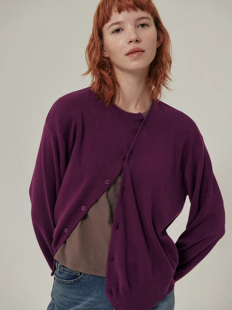 Floa Unbalanced Cardigan Purple