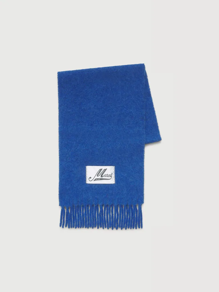 마르니 (MARNI) Blue Brushed Alpaca Scarf With Fringes (ASZC0005A0 UTW918 00B59)