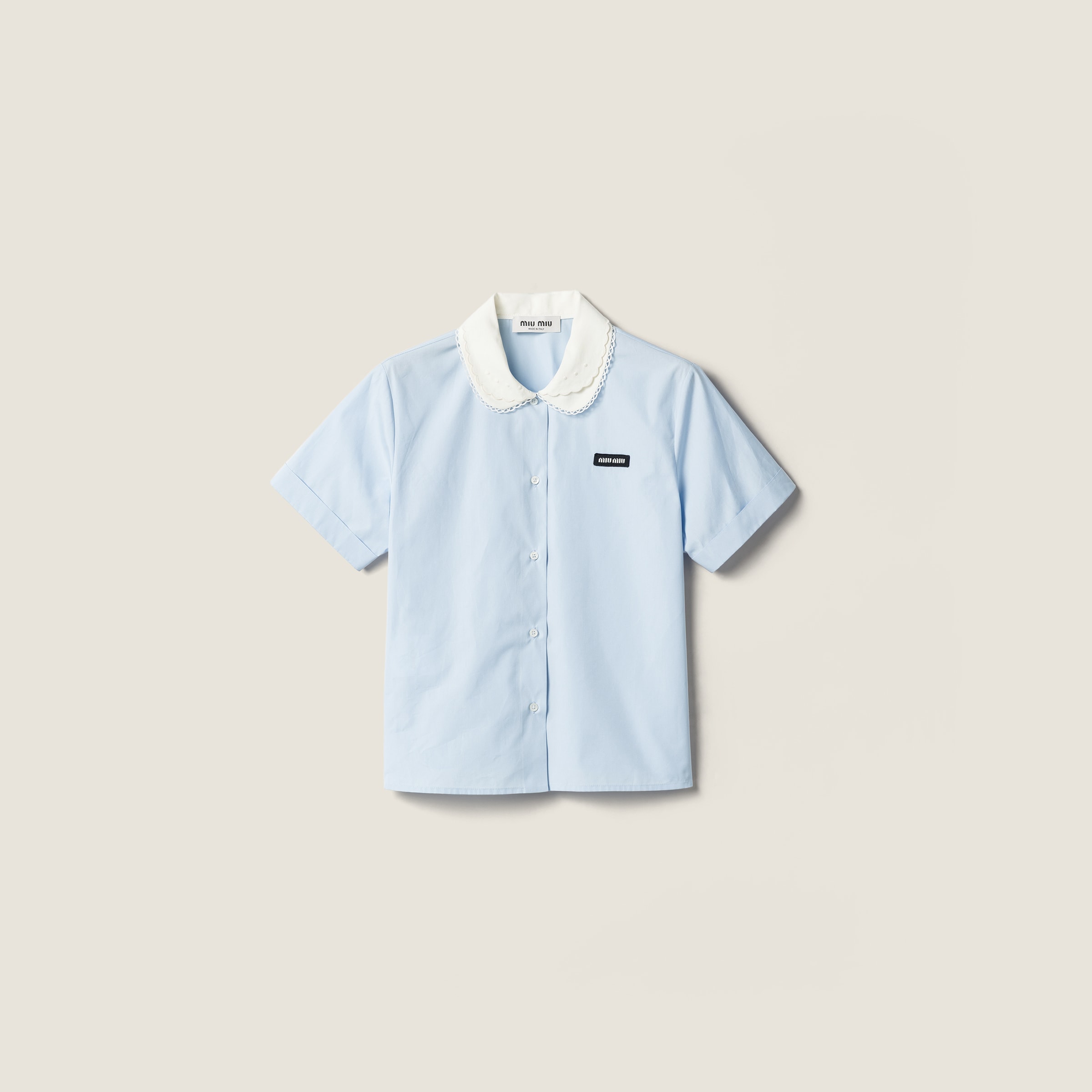 미우미우 (Miu Miu) 포플린 셔츠 사파이어 블루 (MK2020_10IV_F0013)
