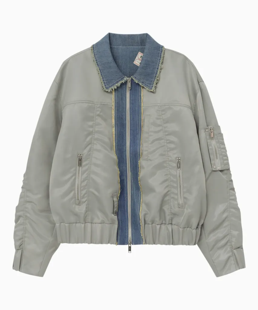제뉴즈 (ZNUZ) DENIM PATCH NYLON BOMBER - L/KHAKI